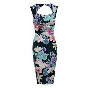 Multi Floral Print Bodycon Dress